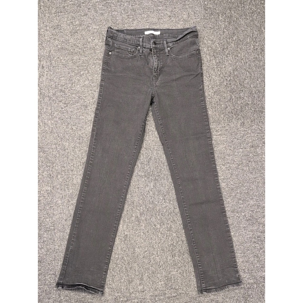 Levi's 314 Jeans Women's Sz 30 Black Shaping Straight Stretch Mid Rise Denim